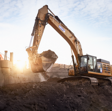 Construction site with digger