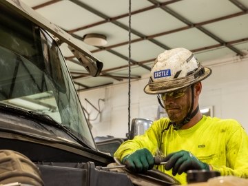 Mechanic working on equipment